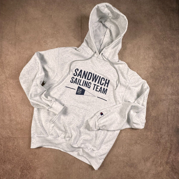 Sandwich Sailing Team Hoodie Mens Medium Gray Double Side Coastal Prep Old Money - Picture 1 of 9